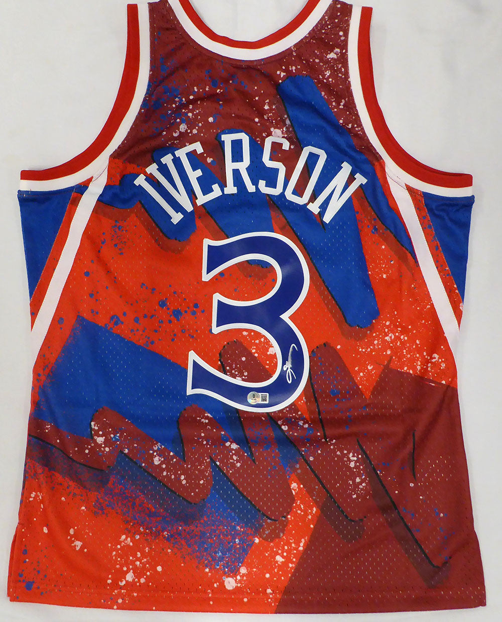 Phildelphia 76ers Allen Iverson Autographed Blue Authentic Mitchell & Ness Jersey (Smudged) Beckett BAS QR #3W343402