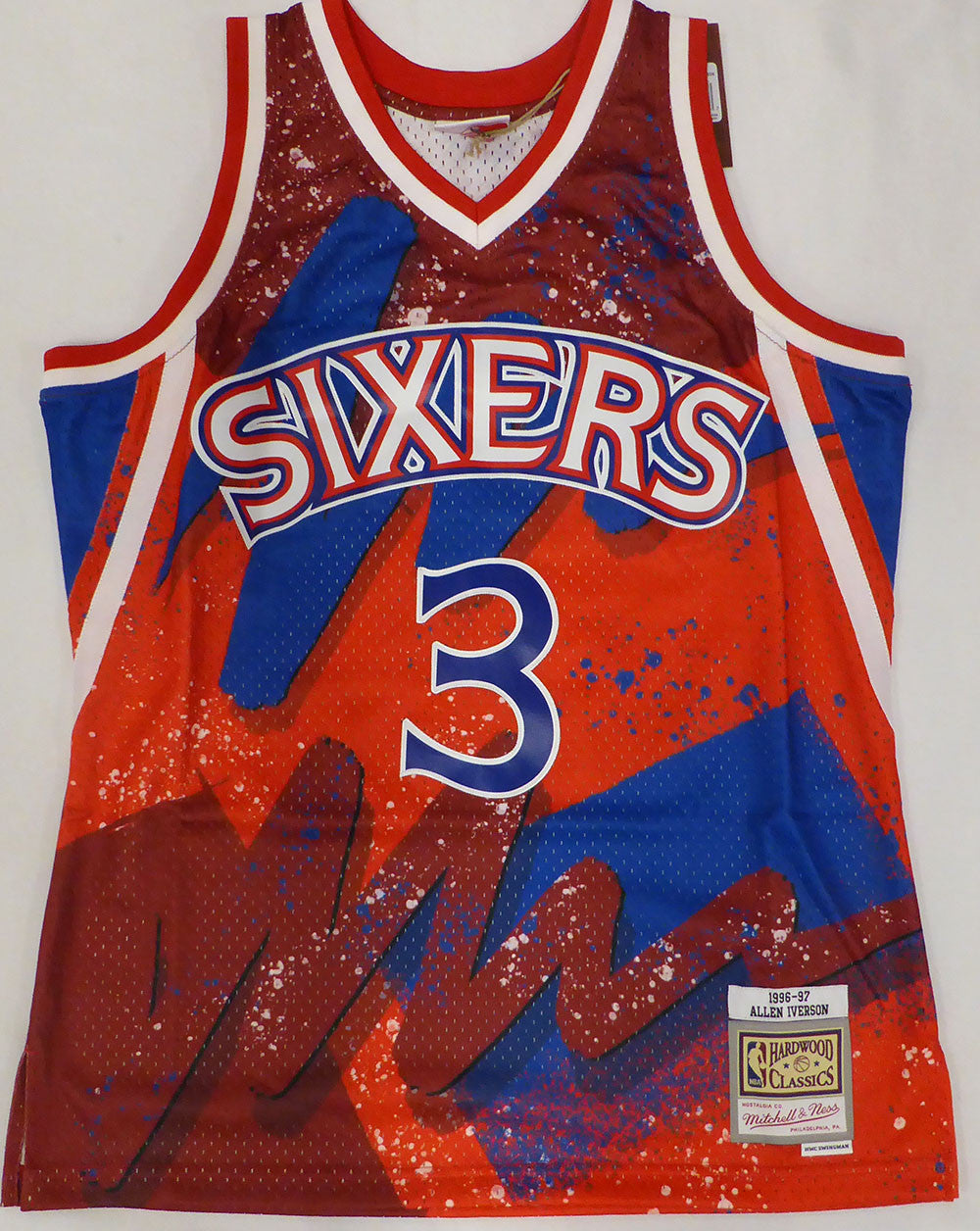 Phildelphia 76ers Allen Iverson Autographed Blue Authentic Mitchell & Ness Jersey (Smudged) Beckett BAS QR #3W343402