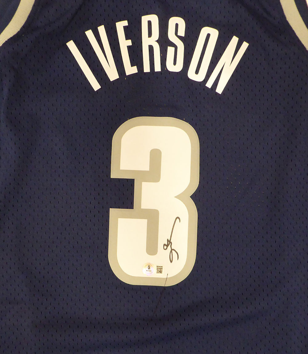 Georgetown Bulldogs Allen Iverson Autographed Blue Authentic Mitchell & Ness Jersey Beckett BAS QR #3W343403