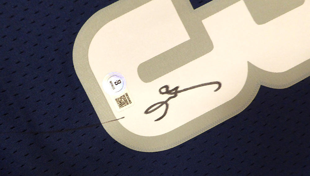 Georgetown Bulldogs Allen Iverson Autographed Blue Authentic Mitchell & Ness Jersey Beckett BAS QR #3W343403