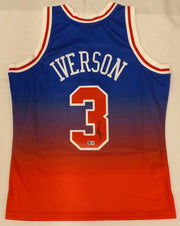 Phildelphia 76ers Allen Iverson Autographed Blue Authentic Mitchell & Ness Jersey Beckett BAS QR #3W343405