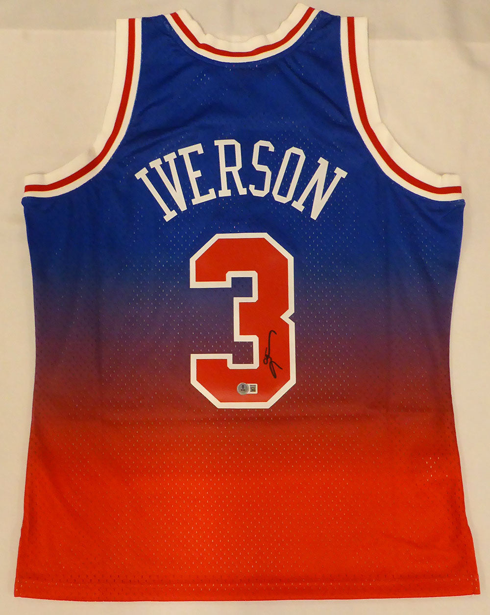 Phildelphia 76ers Allen Iverson Autographed Blue Authentic Mitchell & Ness Jersey Beckett BAS QR #3W343405