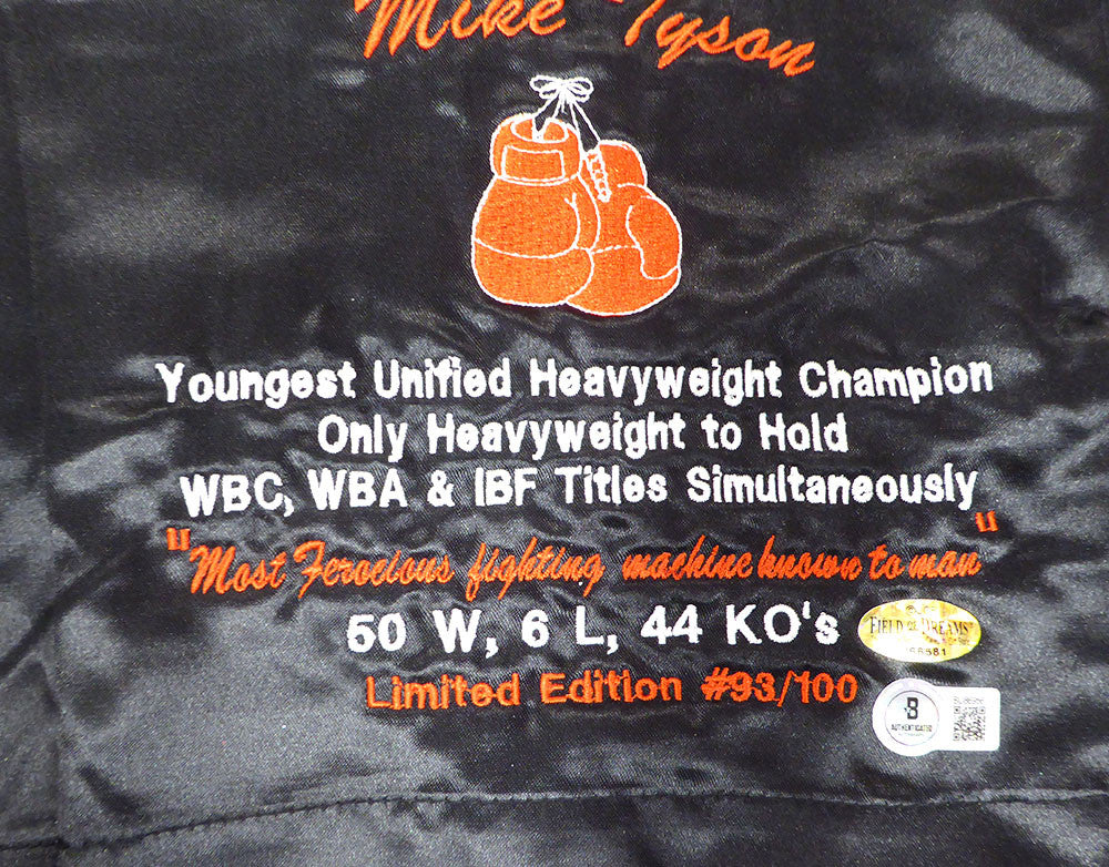 Mike Tyson Autographed Black Trunks "HOF 2011" Beckett BAS QR #BU86956