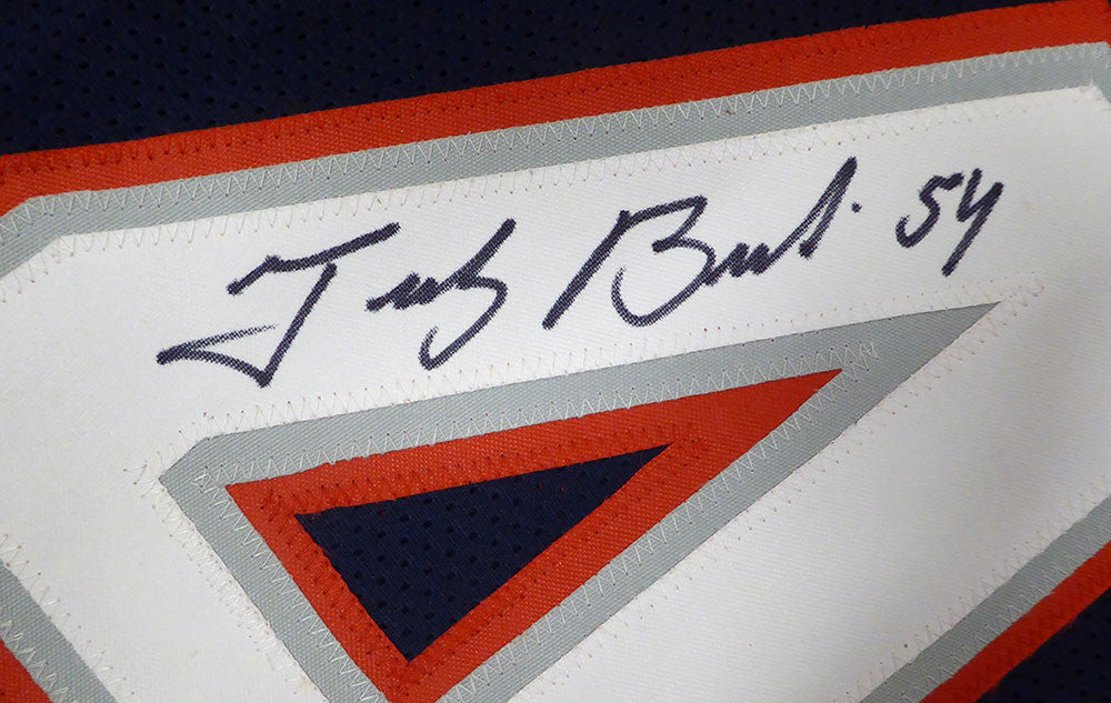 New England Patriots Teddy Bruschi Autographed Blue Jersey Beckett BAS QR #W959708