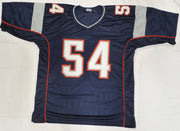 New England Patriots Teddy Bruschi Autographed Blue Jersey Beckett BAS QR #W959708