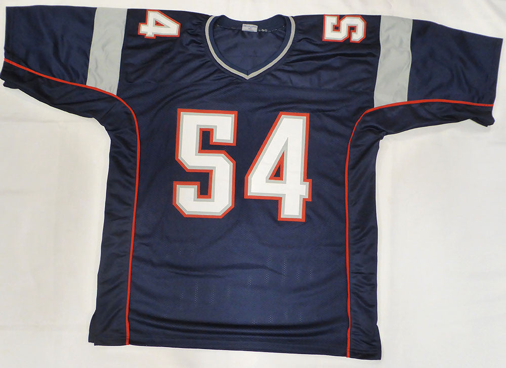 New England Patriots Teddy Bruschi Autographed Blue Jersey Beckett BAS QR #W959708