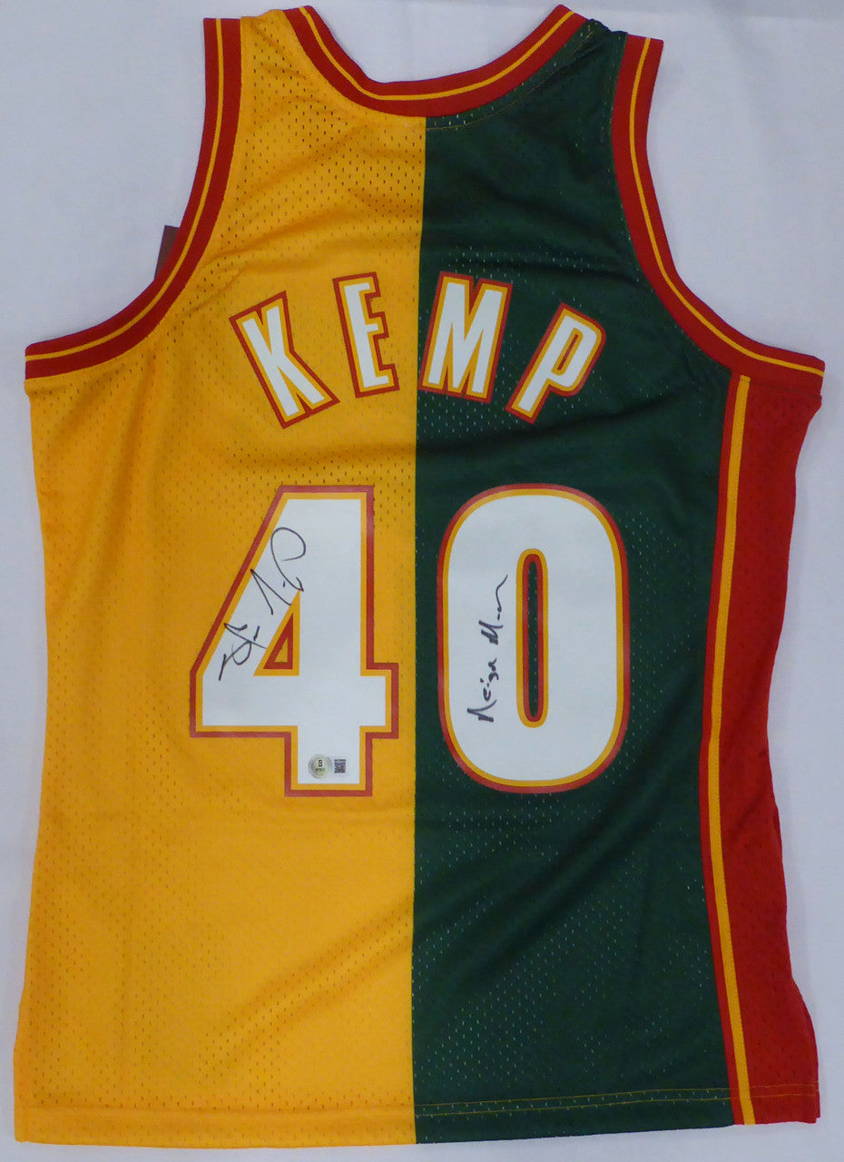 Seattle Supersonics Shawn Kemp Autographed Green Authentic Mitchell & Ness Jersey "Reign Man" Beckett BAS QR #4W199988