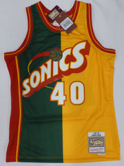 Seattle Supersonics Shawn Kemp Autographed Green Authentic Mitchell & Ness Jersey "Reign Man" Beckett BAS QR #4W199988