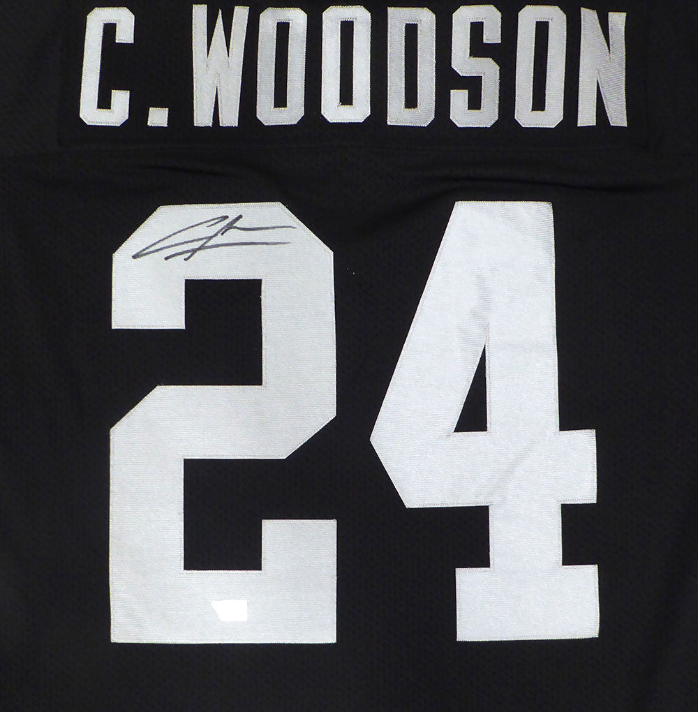 Oakland Raiders Charles Woodson Autographed Black Authentic Mitchell & Ness Jersey Fanatics Holo #XP14362984