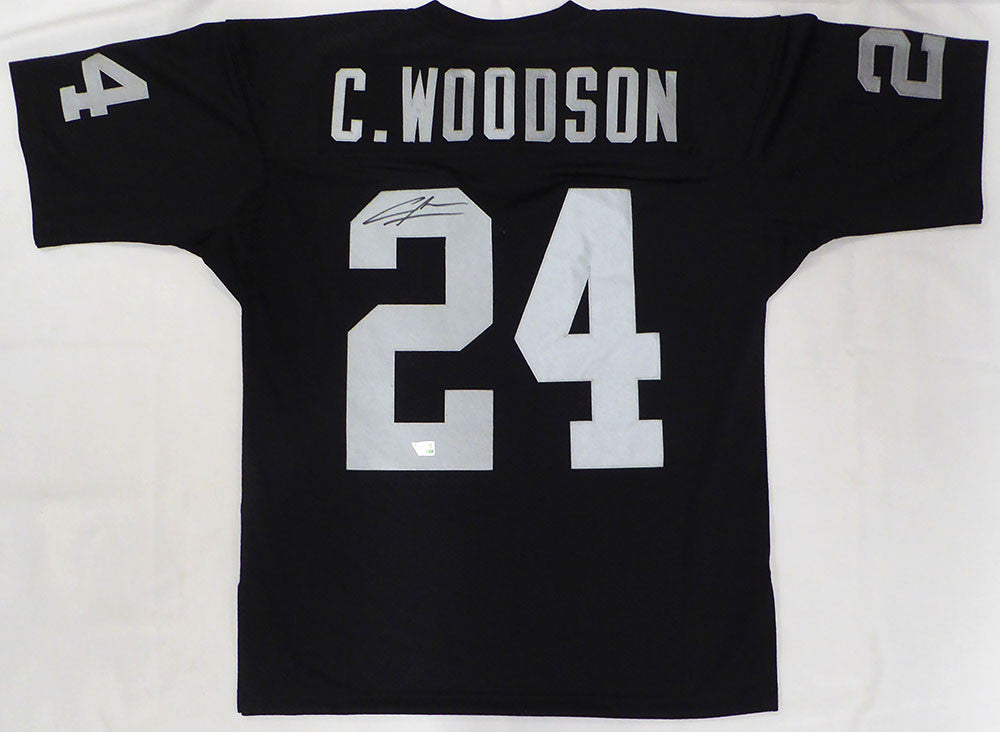 Oakland Raiders Charles Woodson Autographed Black Authentic Mitchell & Ness Jersey Fanatics Holo #XP14362984