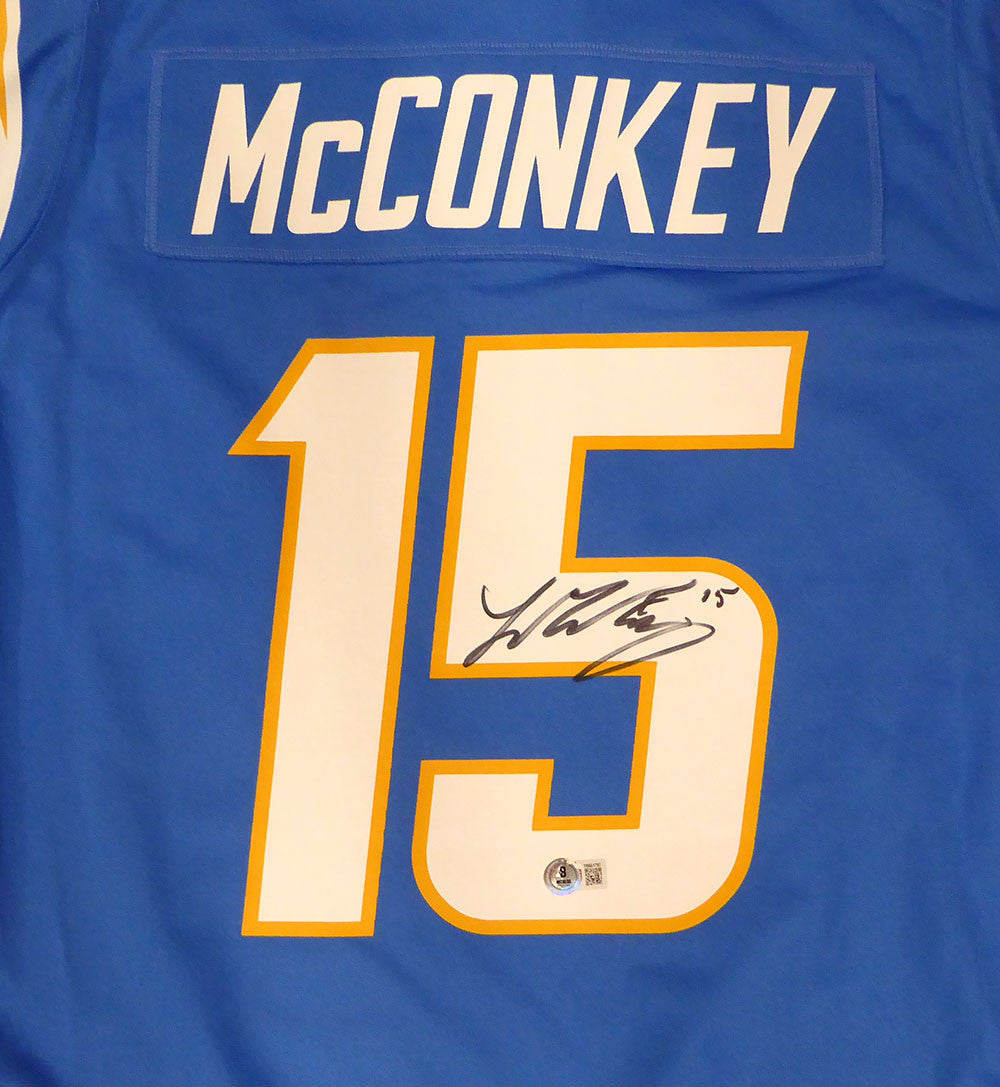 Los Angeles Chargers Ladd McConkey Autographed Blue Nike Jersey Beckett BAS QR #1W661797