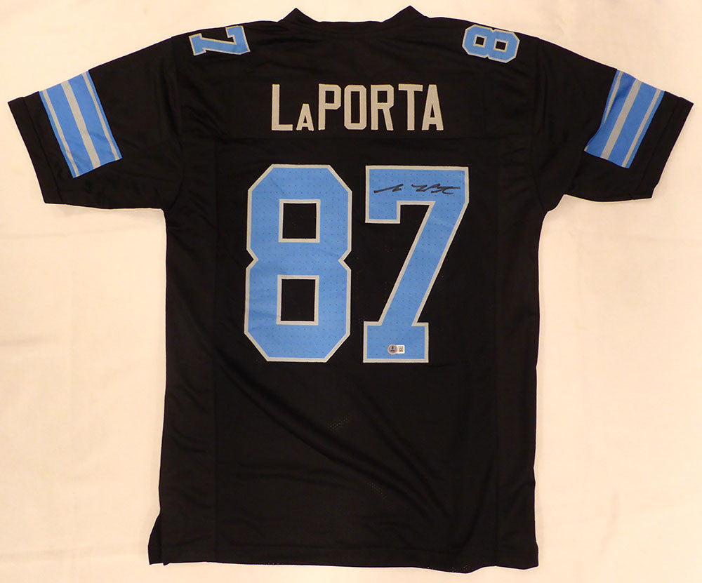 Detroit Lions Sam LaPorta Autographed Black Jersey Beckett BAS QR #2W077859