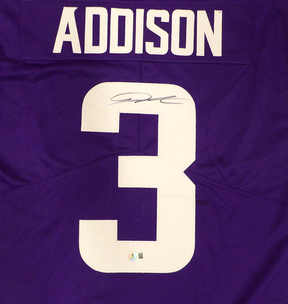 Minnesota Vikings Jordan Addison Autographed Purple Jersey Beckett BAS QR #2W886080