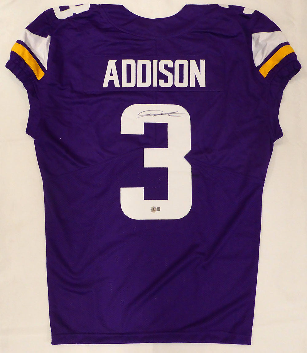 Minnesota Vikings Jordan Addison Autographed Purple Jersey Beckett BAS QR #2W886080