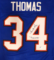 Buffalo Bills Thurman Thomas Autographed Blue Jersey "Thurminator" Beckett BAS QR #2W782530