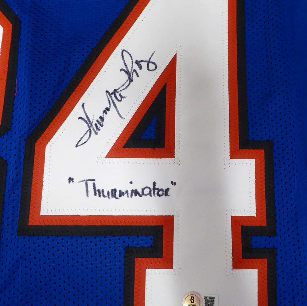 Buffalo Bills Thurman Thomas Autographed Blue Jersey "Thurminator" Beckett BAS QR #2W782530