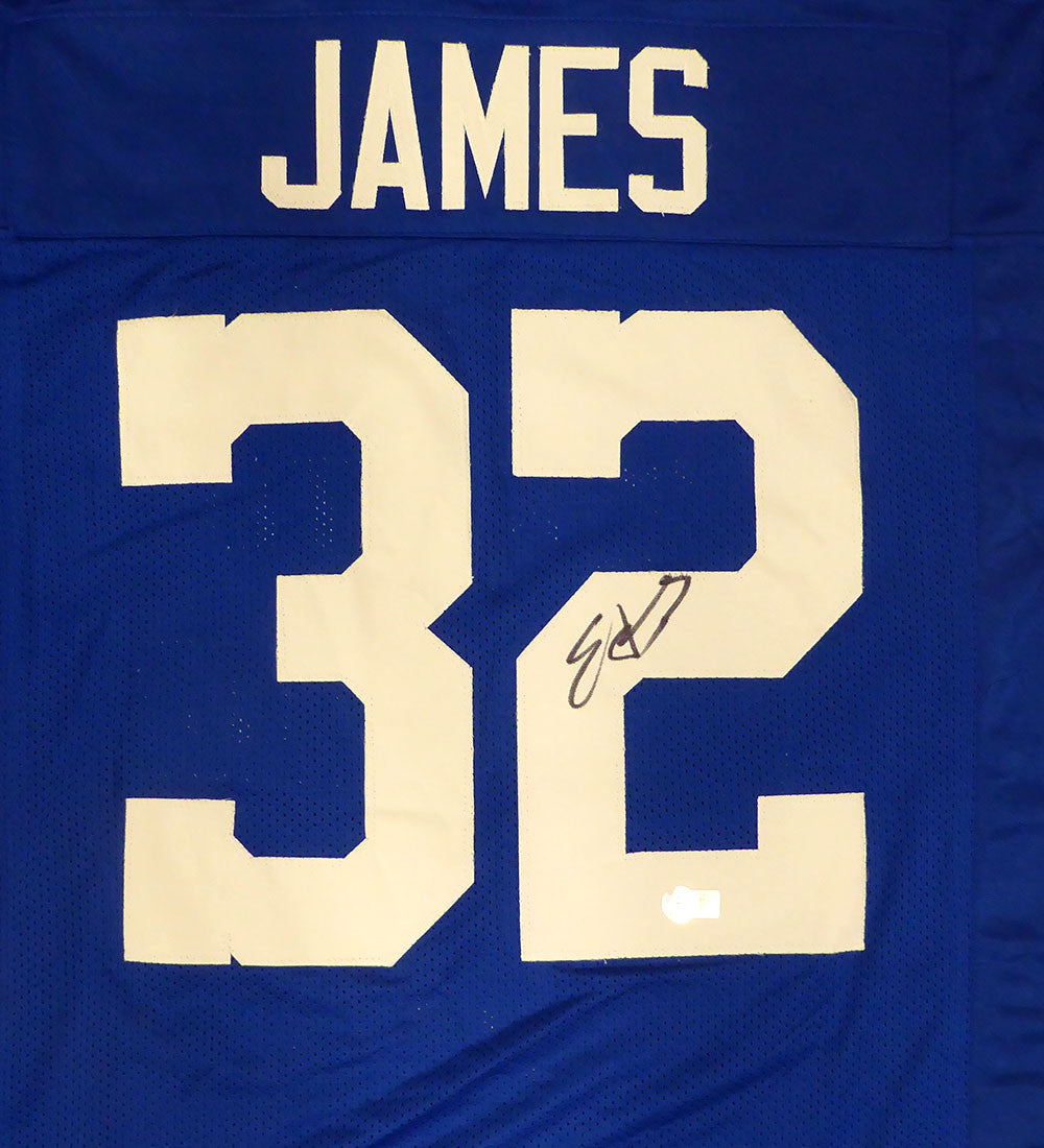 Indianapolis Colts Edgerrin James Autographed Blue Jersey Beckett BAS QR #2W924048