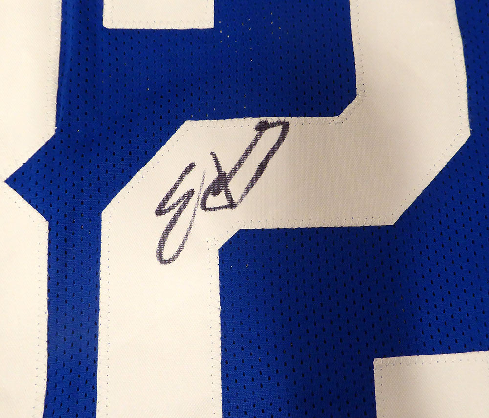 Indianapolis Colts Edgerrin James Autographed Blue Jersey Beckett BAS QR #2W924048