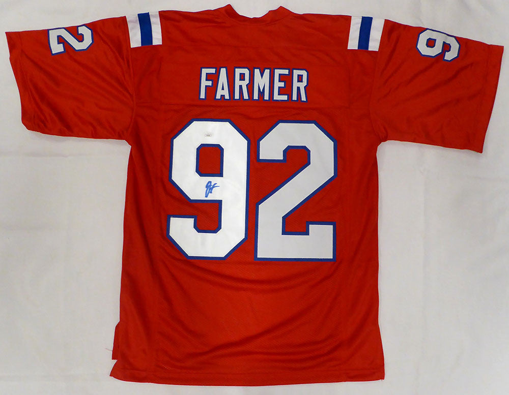 New England Patriots Joshua Farmer Autographed Red Jersey JSA #CF26736