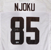 Cleveland Browns David Njoku Autographed White Jersey Beckett BAS QR #1W260179