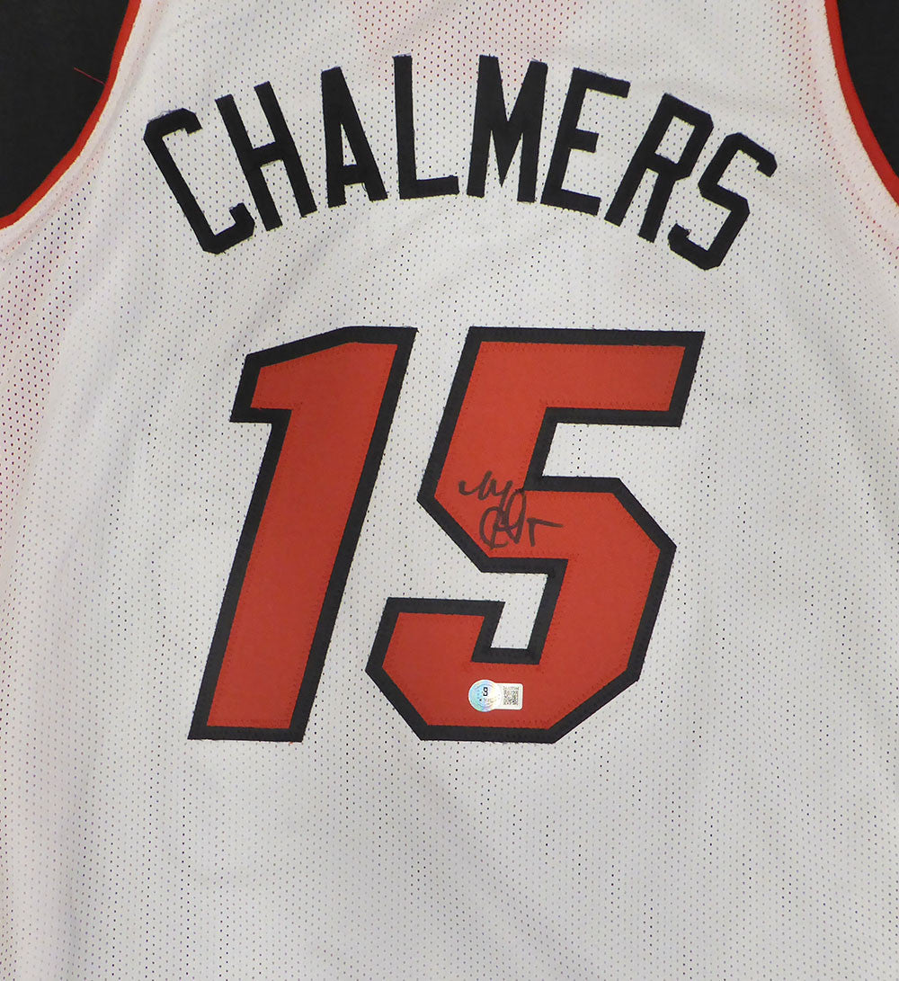 Miami Heat Mario Chalmers Autographed White Jersey Beckett BAS QR #2W839944