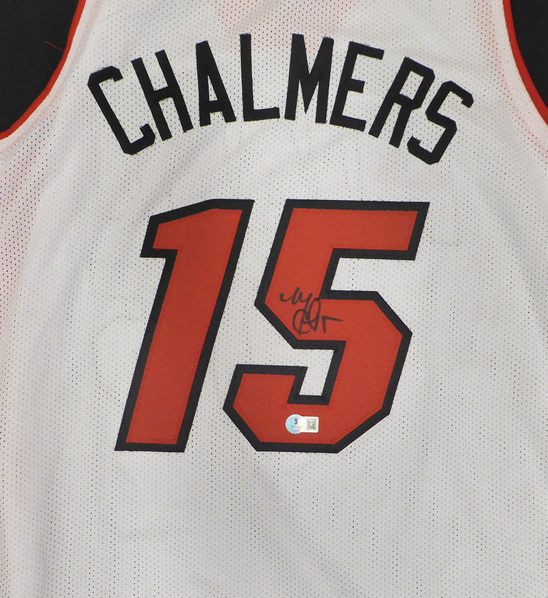 Miami Heat Mario Chalmers Autographed White Jersey Beckett BAS QR #2W839944