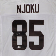 Cleveland Browns David Njoku Autographed White Jersey Beckett BAS QR #1W260146