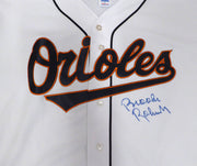 Baltimore Orioles Brooks Robinson Autographed White Russell Jersey Beckett BAS QR #BU86720