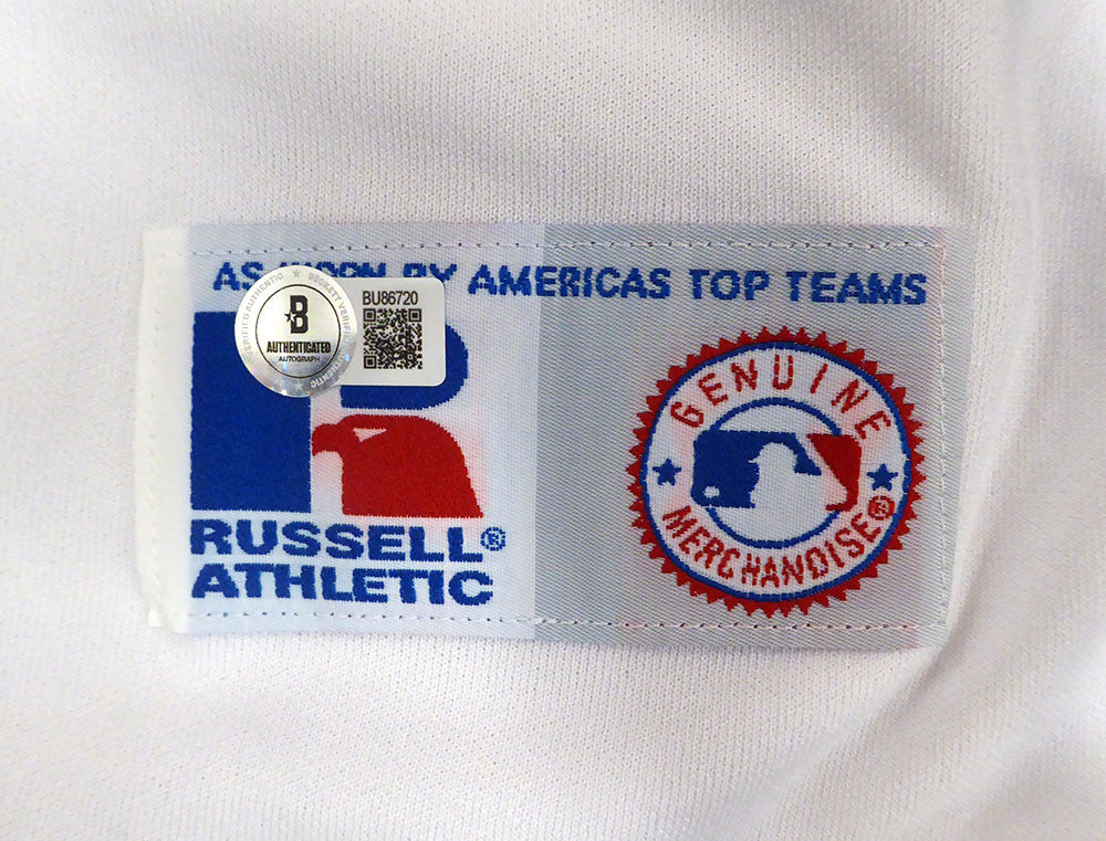 Baltimore Orioles Brooks Robinson Autographed White Russell Jersey Beckett BAS QR #BU86720
