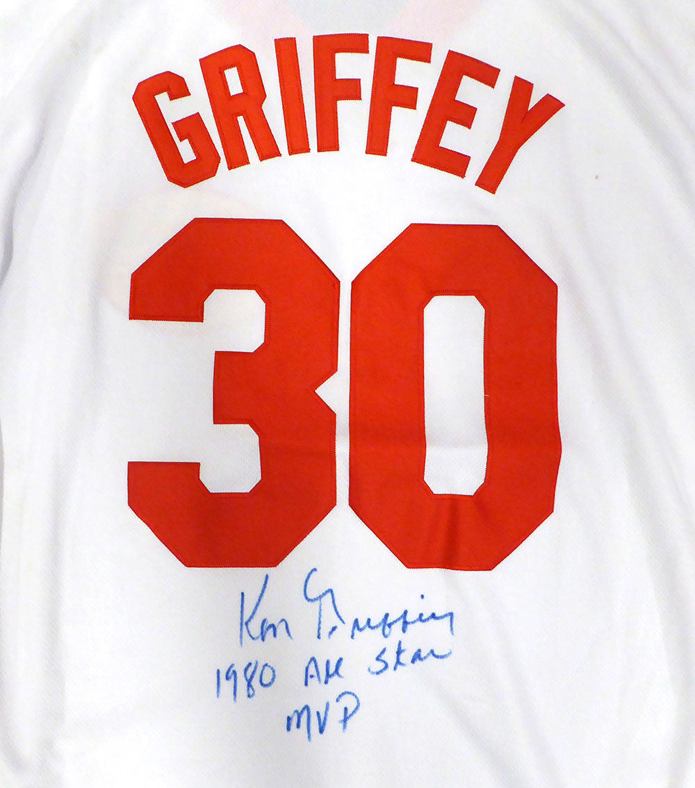 Cincinnati Reds Ken Griffey Sr. Autographed White Jersey "1980 All Star MVP" Beckett BAS QR #BU86718