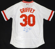 Cincinnati Reds Ken Griffey Sr. Autographed White Jersey "1980 All Star MVP" Beckett BAS QR #BU86718