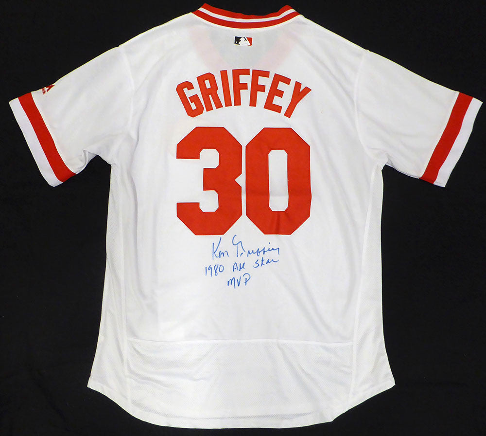 Cincinnati Reds Ken Griffey Sr. Autographed White Jersey "1980 All Star MVP" Beckett BAS QR #BU86718