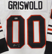 Christmas Vacation Chevy Chase Autographed White Jersey Clark Griswold Beckett BAS QR #BS70646