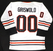 Christmas Vacation Chevy Chase Autographed White Jersey Clark Griswold Beckett BAS QR #BS70646