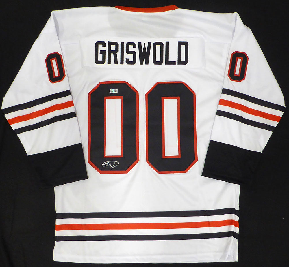 Christmas Vacation Chevy Chase Autographed White Jersey Clark Griswold Beckett BAS QR #BS70515