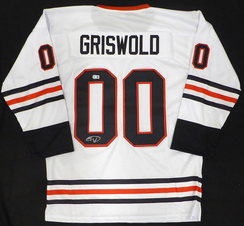 Christmas Vacation Chevy Chase Autographed White Jersey Clark Griswold Beckett BAS QR #BS70515