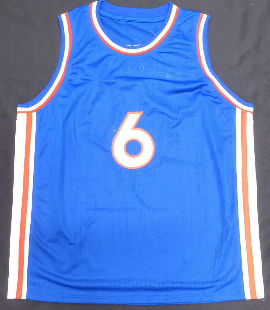 Philadelphia 76ers Julius Erving Autographed Blue Jersey Beckett BAS QR #BR49885