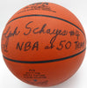 Dolph Schayes Autographed Official NBA Leather Basketball Philadelphia 76ers "HOF 72 NBA at 50 Team" Beckett BAS QR #BN14526