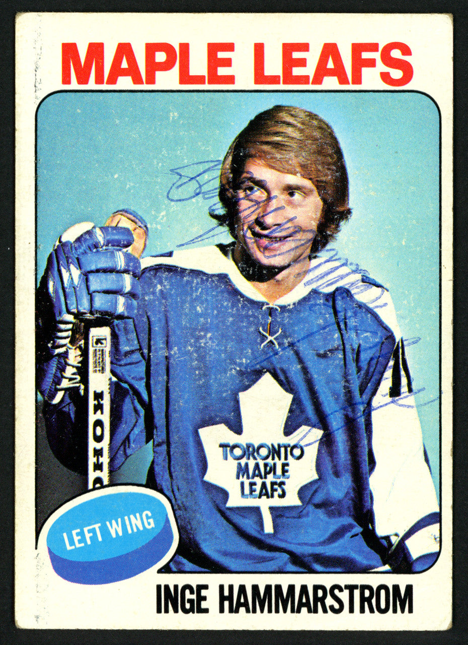 Inge Hammarstrom Autographed 1975-76 Topps Card #168 Toronto Maple Leafs SKU #150204