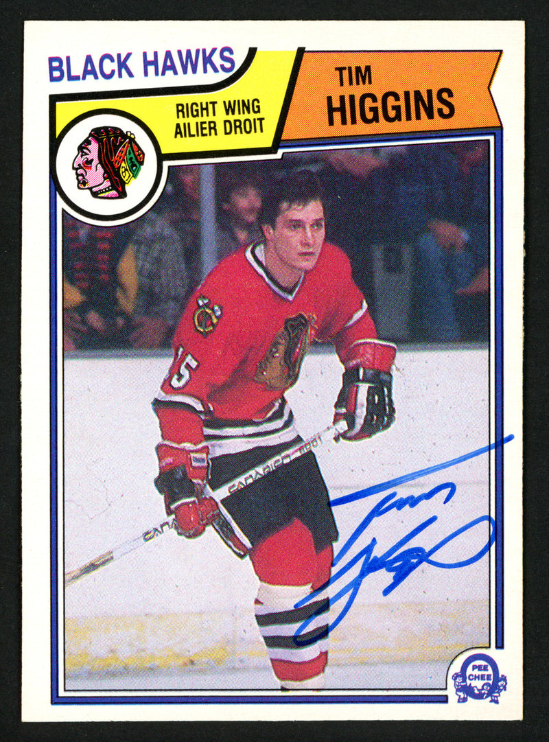 Tim Higgins Autographed 1983-84 O-Pee-Chee Card #104 Chicago Blackhawks SKU #150216