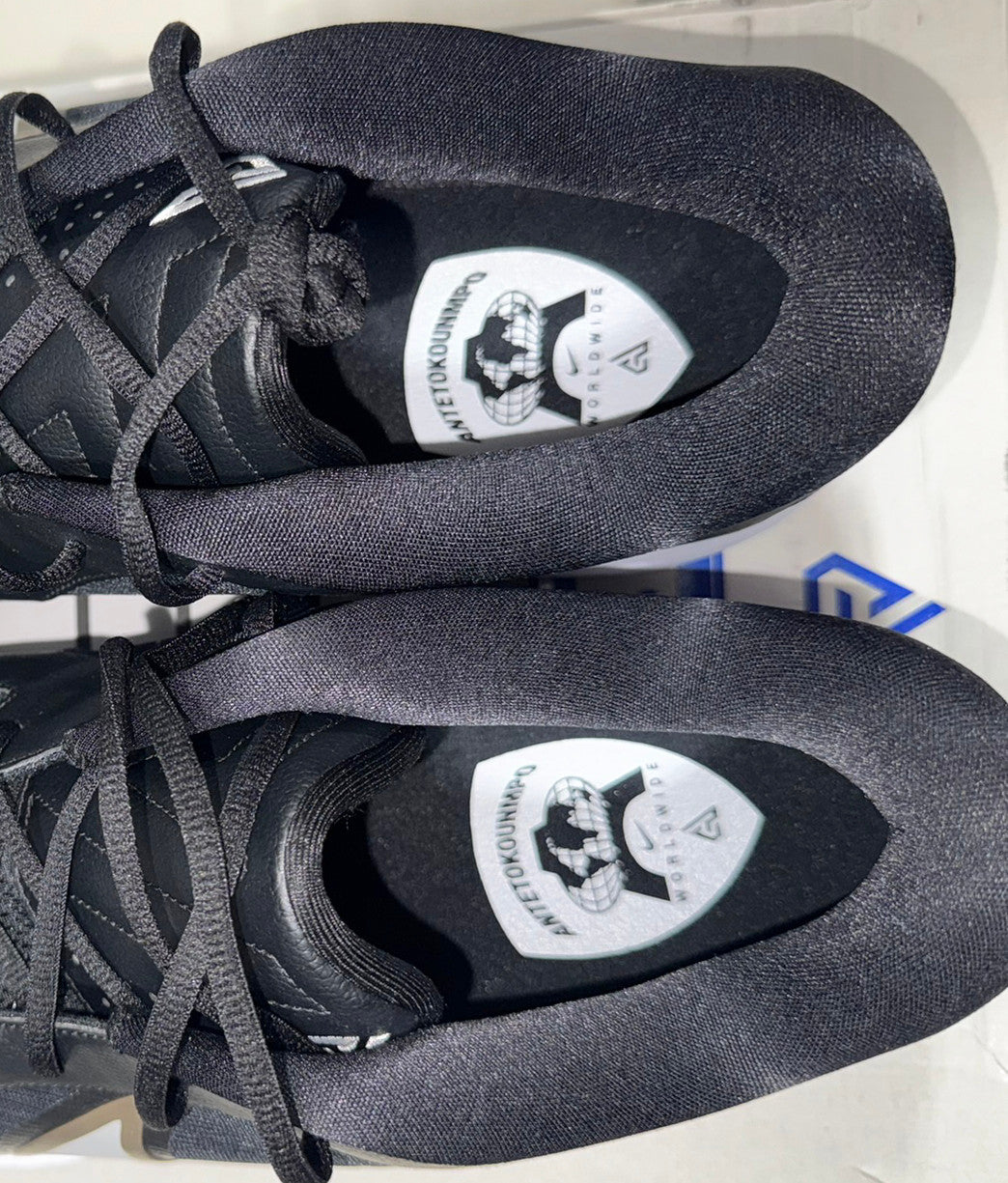 Giannis Antetokounmpo Autographed 2024 Player Exclusive (PE) Promo Silver Zoom Freak 6 EP Shoes Bucks Size 17 Beckett BAS Witness Stock #252737