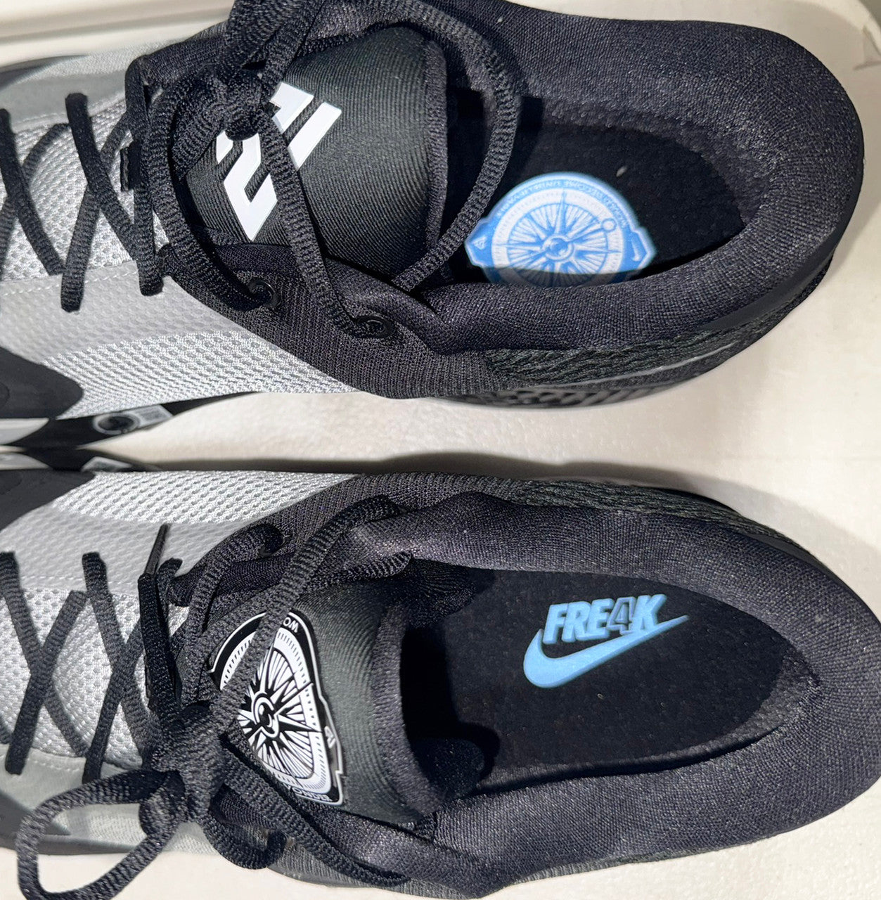 Giannis Antetokounmpo Autographed 2021 Player Exclusive (PE) Promo Baylor Gold Nike Zoom Freak 3 NCAA Shoes Size 17 (With Box) Beckett BAS Witness #3W396622 & #3W396623