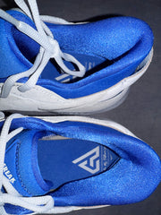Giannis Antetokounmpo Autographed 2021 Player Exclusive (PE) Promo Kentucky Royal Blue Nike Zoom Freak 3 NCAA Shoes Size 16 (No Box) Beckett BAS Witness #3W396444 & #3W396445