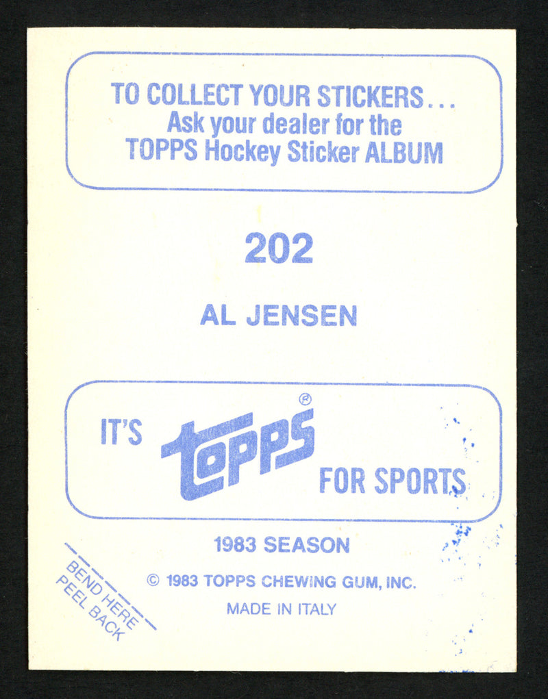 Al Jensen Autographed 1983-84 O-Pee-Chee Sticker Card #202 Washington Capitals SKU #153602