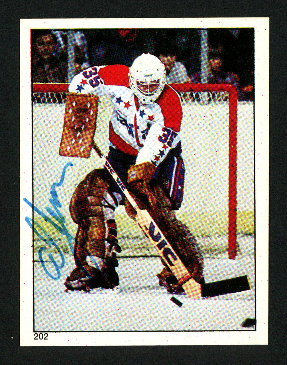 Al Jensen Autographed 1983-84 O-Pee-Chee Sticker Card #202 Washington Capitals SKU #153601
