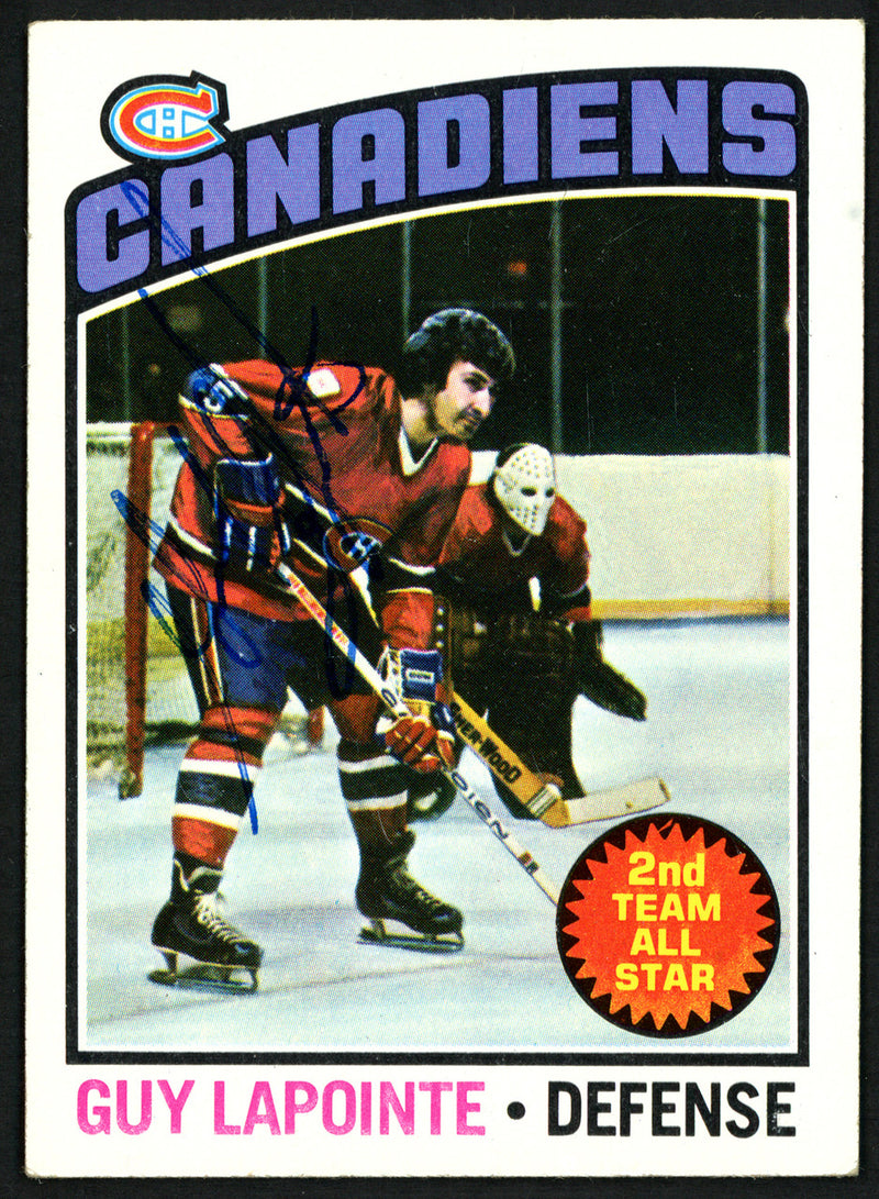 Guy LaPointe Autographed 1976-77 Topps Card #223 Montreal Canadiens SKU #150193