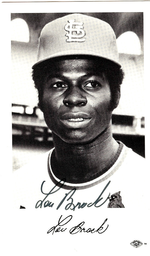 Lou Brock Autographed 3.5x5.5 Postcard St. Louis Cardinals SKU #106101