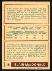 Blair MacDonald Autographed 1977-78 WHA O-Pee-Chee Card #16 Edmonton Oilers "Best Wishes" SKU #151336