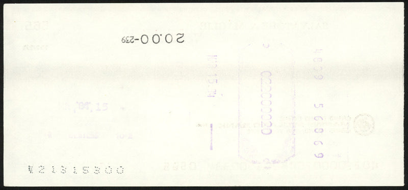 Sal Maglie Autographed 3x6 Check Brooklyn Dodgers, New York Yankees SKU #147866