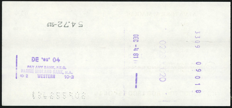 Sal Maglie Autographed 3x6 Check Brooklyn Dodgers, New York Yankees SKU #147871